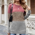 thumbnail image 2 of Womens Color Block Patchwork Tunic Tops Crewneck Long Sleeve Dressy Casual T Shirts Loose Comfy Basic Fall Blouses Tops, 2 of 6