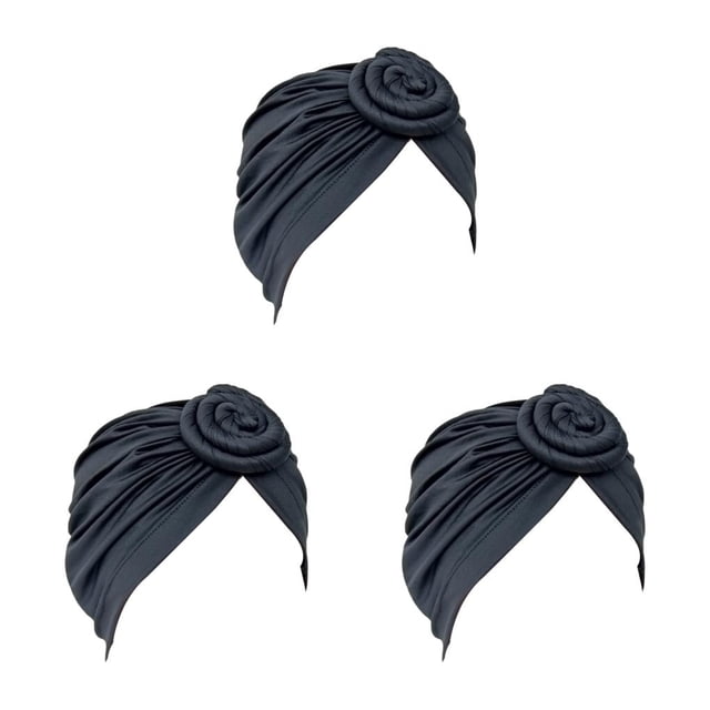 Jumpingount Turbante Nudo Estilo simple Musulmán Hijab Donut Hairband Headwear Caps Pérdida Bonnet Hair Head para mujeres Maquillaje Negro Type1 NO1 Jumpingount CBP469124