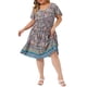 thumbnail image 2 of GRACE & GRANDEUR Vestidos de Verano Midi Boho de Manga Corta con Escote en V para Mujeres Talla Grande 2X Rosa, 2 of 6