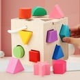 thumbnail image 4 of Cubo de madera con rompecabezas, habilidades motoras , aprendizaje temprano, construcción , bloques de clasificación, , CUTICAT juego de clasificación de formas, 4 of 8