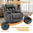 thumbnail image 6 of 360° Swivel Glider Rocking Recliner Chair, Overstuffed Manual Massage Recliner with Vibration and Heat, Modern Single Sofa Home Theater Seating for Living Room, USB Ports/Cup Holders (Grey), 6 of 7
