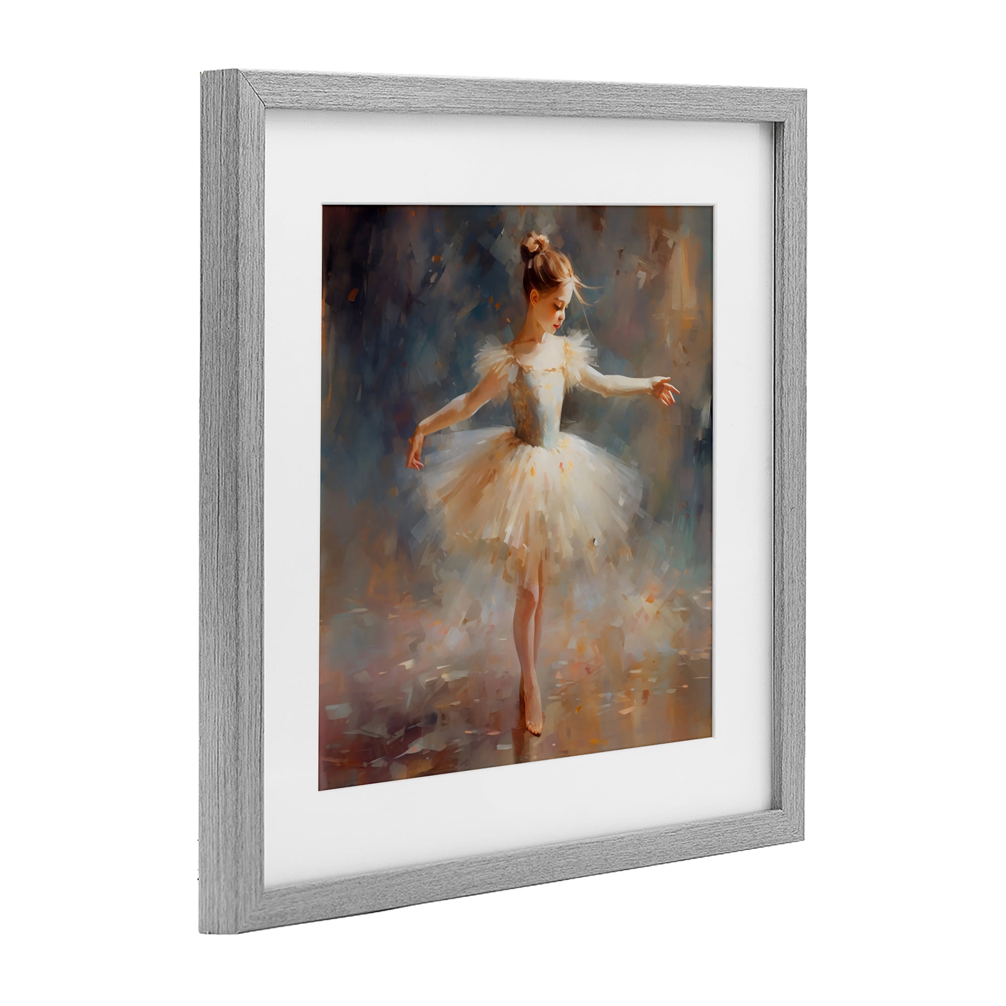 Stupell Industries Ballerina In White Tutu Gray Framed Print Under Glass, design by Creative Studio