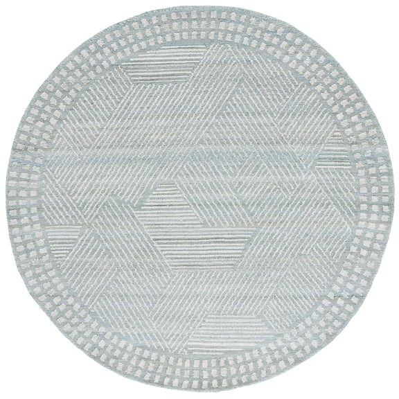 SAFAVIEH Marquee Linda Geometric Area Rug, Turquoise/Grey, 6' x 6' Round