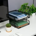 thumbnail image 3 of Mind Reader 2-Tier Stackable Paper Tray, Metal Mesh Desk Organizer for Files, Documents, and Mail, Office Desktop Storage, Set of 2, Black, 3 of 10