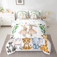 thumbnail image 2 of Feelyou Fairy Tale Rabbit Twin Bedding Sets 7-Piece, Cartoon Cheetah Elephant Zebra Lover Bedding Comforter Set, Teens Kids Boys Girls Reversible Sheet Sets, Breathable Home Decor, 2 of 8