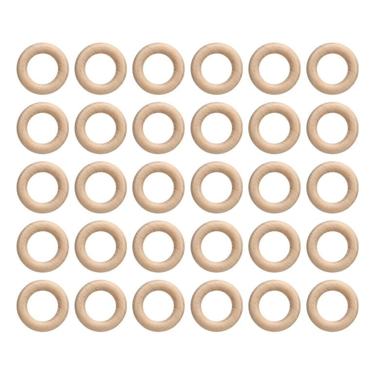 Beech Wood Wear Resistant 30PCS Wooden Rings Set For Baby Toys