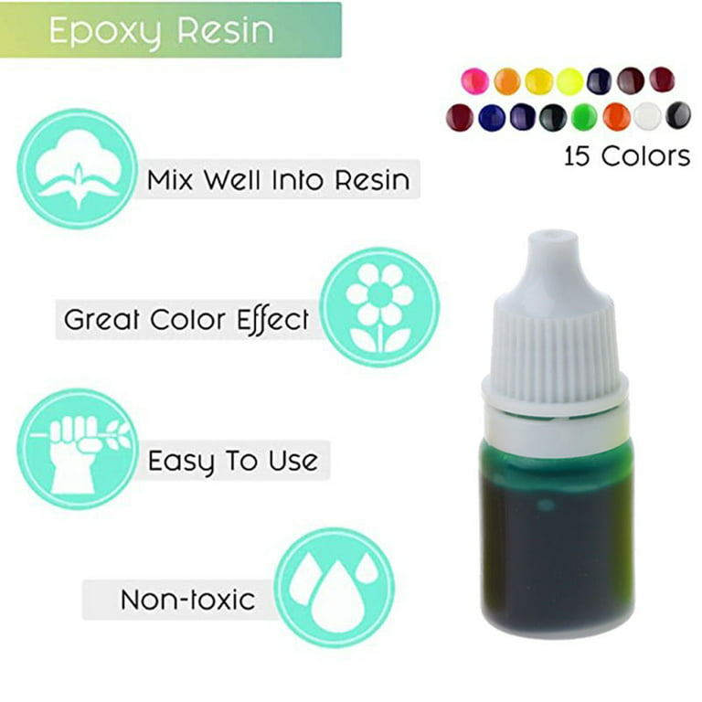 DecorRom Epoxy Resin Pigment - 15 Color Liquid Epoxy Resin Dye - Highly Concentrated Epoxy Resin Colorant for Resin Color Art, DIY Jewelry Making