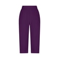 thumbnail image 6 of Womens Casual Cropped Pants Stretch High Waist Work Business Casual Capris Trouser with Pockets (M, Purple), 6 of 7