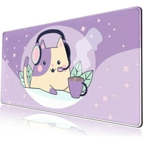 Kawaii Purple Space Cat Desk Mat Cute Anime Extended Mouse Pad Large XXL Gaming Desk Pad Long Mousepad Keyboard Pad Mouse Desktop Mat 31.5''''X15.7'''' Cute Desk Accessories for Girls Desk Décor