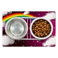 thumbnail image 1 of Cartoon Pet Mat for Food and Water, Rainbow Colored Image with Colors Star Like Details Nursery Themed Artwork, Non-Slip Rubber Mat for Dogs and Cats, 18" X 12", by Ambesonne, 1 of 2