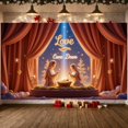 thumbnail image 2 of Starry Design Love Came Down Banner Religious Theme Nativity Banner Golden Star Red Background Christmas Banner for Christmas Decoration Church Event Religious Ceremony, 2 of 9