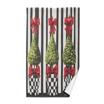 Yayeee 100% Cotton Hand Towels for Bathroom 16" x 28" Kitchen Towel, Black Striped Trees