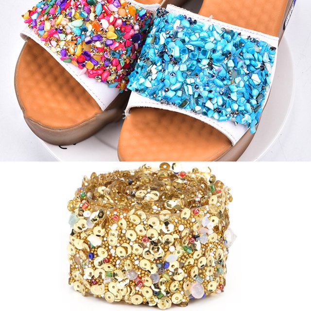 Adornos para vestidos, 1 m, manualidades coloridas y brillantes, adornos de piedras, cinta de adorno, rendimiento de primera