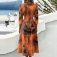 thumbnail image 5 of Women's 3/4 Length Sleeve Halloween Dresses V-Neck A-Line Swing Knee Length Wrap Dress for Halloween Party Fall Clothes, 5 of 5