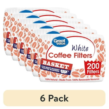 (6 pack) Great Value White Basket Coffee Filters, 200 Count