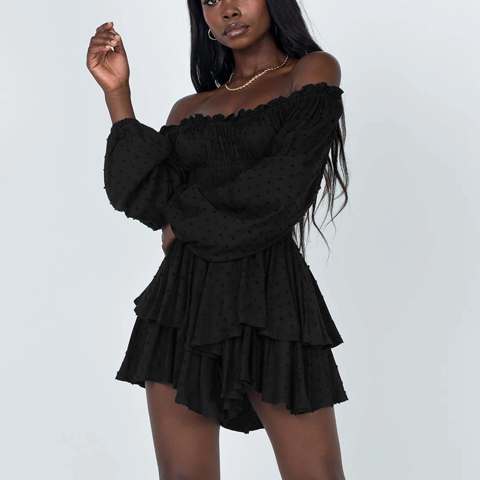 Black ruffle skirt jumpsuit hotsell