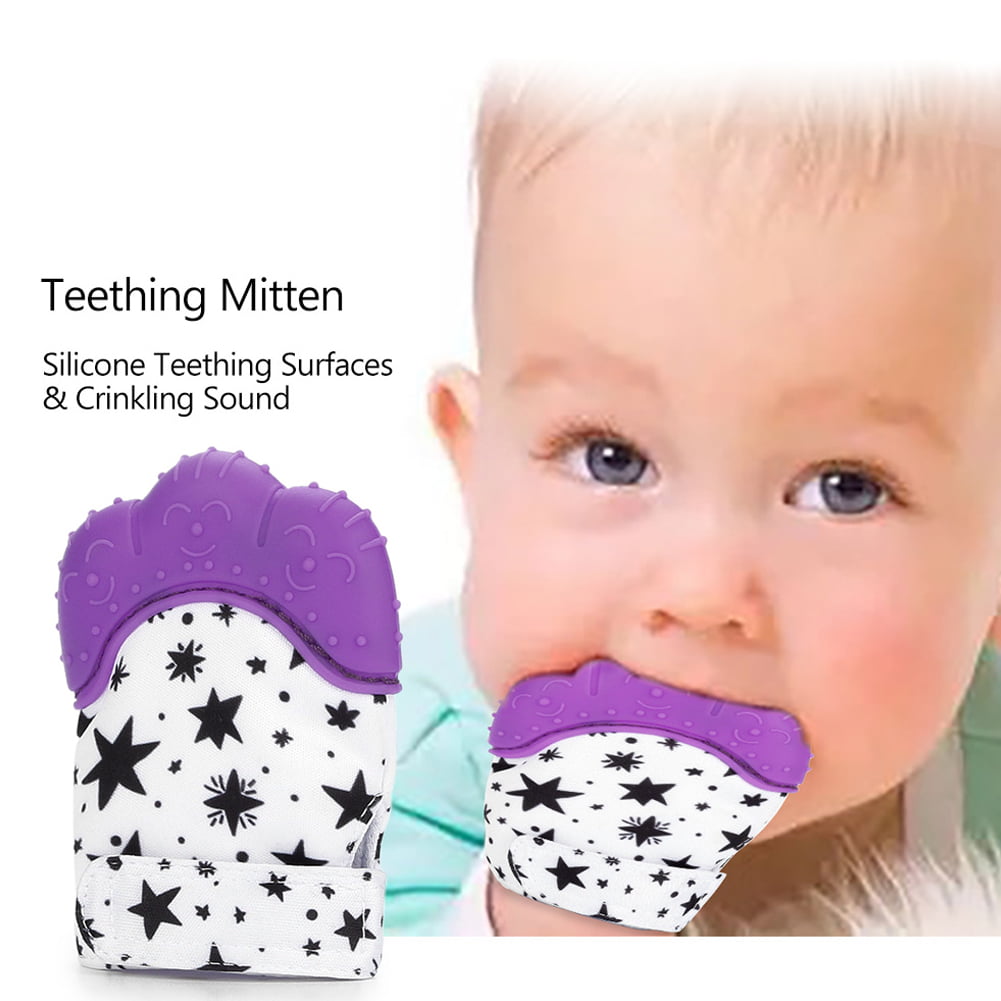 New Silicone Baby Glove Teether Pacifier Teething Wrapper Sound Mitten Nursing 