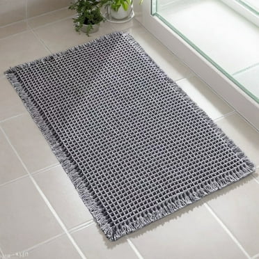 VUNATE Bathroom Rugs Waffle Style Bath Mats Super Absorbent Non Slip Rubber Back Bath Rug Soft Washable Boho Kitchen Laundry Floor Mats 18"x 30", Gray