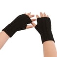 thumbnail image 3 of Dyfzdhu Women Fashion Knitted Plush Twist Windproof Warm Thickened Fingered Plus Gloves Black, 3 of 3