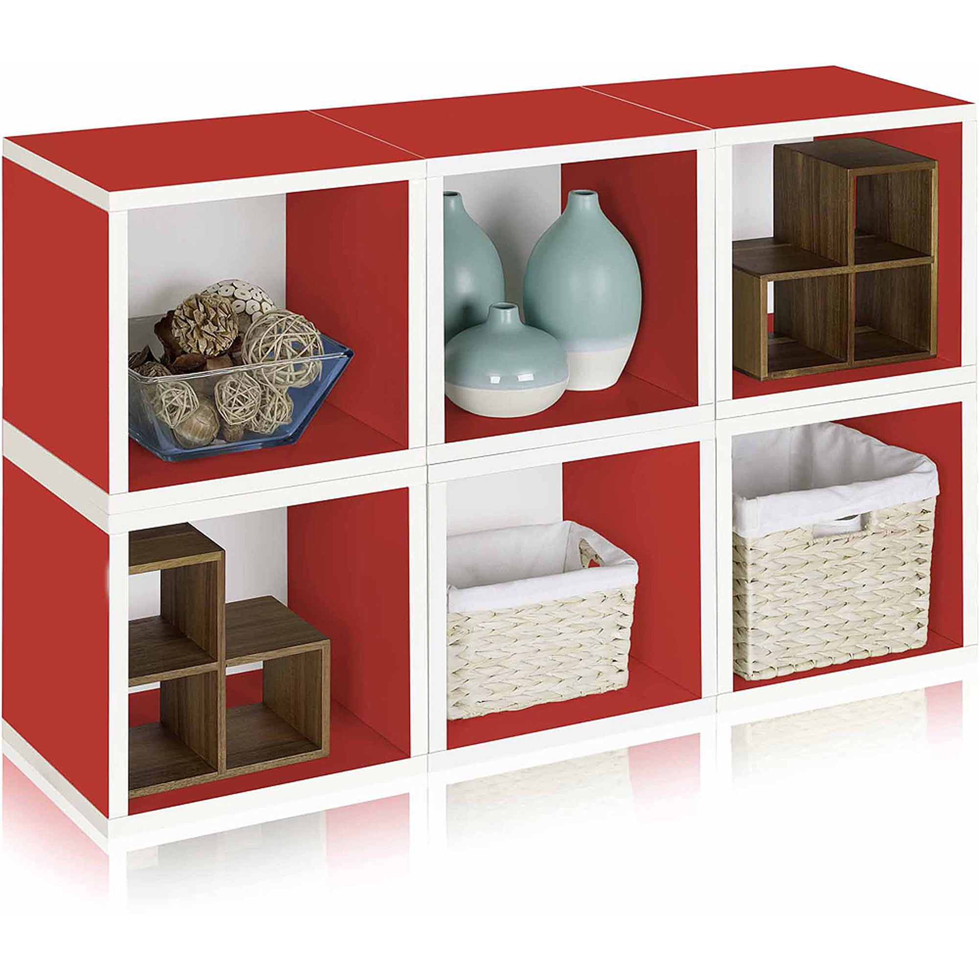 Way Basics Eco Stackable Storage Cube and Cubby Organizer, Red