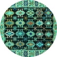 thumbnail image 1 of Ahgly Company Indoor Round Abstract Turquoise Blue Modern Area Rugs, 6' Round, 1 of 4
