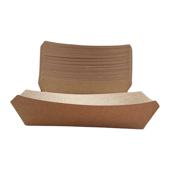 Disposable Kraft Paper Hot Dog Trays, Heavy-Duty Food Boats for BBQs and Concessions, Made in USA, 50 Pack