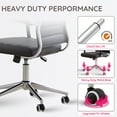 thumbnail image 3 of Livinia High Back Chrome Executive Swivel Office Desk Chair with Ribbed Leather Back (Black), 3 of 11
