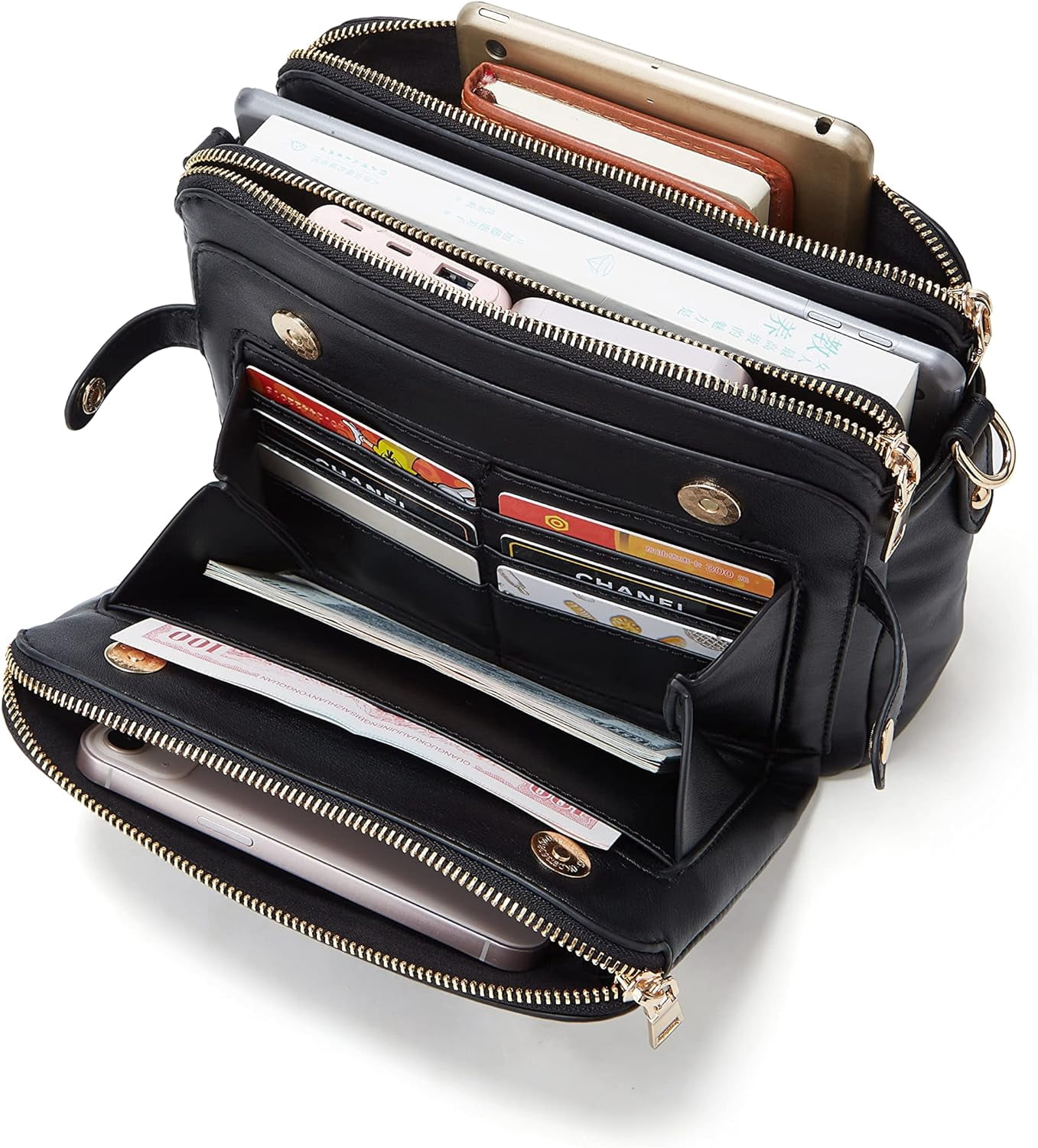 Municipal Crossbody Bags for Women Three-Layer Shoulder Bag Vegan Leather Multiple Compartments Handbag Purses Satchel Hobo Clutch