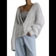 thumbnail image 2 of Cárdigan de Mujer, Suéter de Larga, Cárdigan con Botones y Cuello en V, Prenda de Punto de Moda. Crema L, 2 of 8