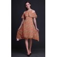 thumbnail image 3 of Bimba Orange Ocean Print Womens Chic Style Cold Shoulder Shift Dress Summer Tunic - Small, 3 of 6