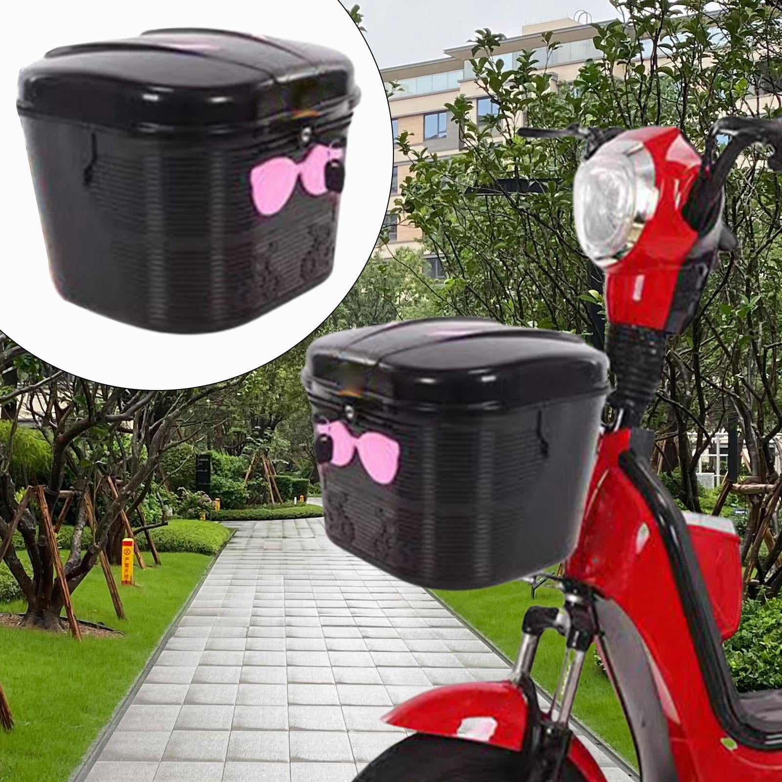 harayaa E Bike Front Basket Bicycle Cargo Rack Lock Design Large Capacity Portable Water Black and Pink
