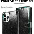 thumbnail image 5 of for iPhone 13 Pro Max Case Wallet, Card Holder Leather Luxury Cute Pattern Love Heart + Screen Protector, Card Slot iPhone 13 Pro Max Case, Shockproof Protection for Gilrs Women -Black, 5 of 11