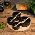 thumbnail image 7 of 9-Piece Black Ceramic Serving Bowl Set with Bamboo Spoons  Wooden Tray, 7 of 7