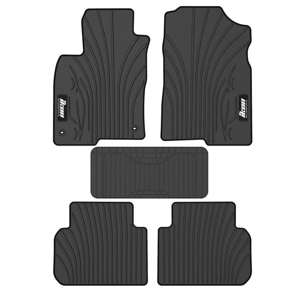 Ikon Motorsports Floor Mats Compatible With 2022-2025 Honda Civic/Acura Integra, Latex Heavy Duty All Weather Season Car Auto Front Rear Carpets Liner 5PC Black