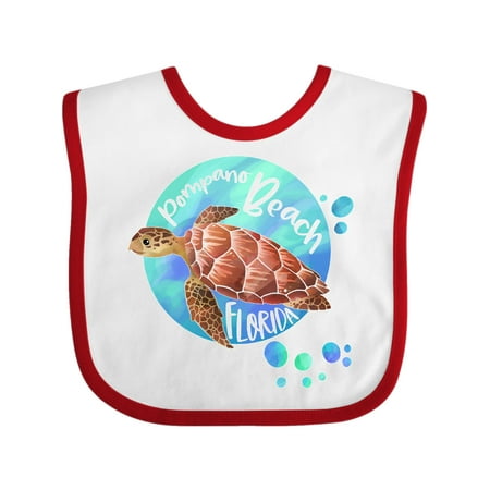 

Inktastic Pompano Beach Florida Swimming Sea Turtle with Bubbles Gift Baby Boy or Baby Girl Bib
