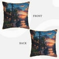 thumbnail image 3 of Zufioo Twilight Canal Reflection Print Velvet Border Throw Pillow Cover, Zipper Throw Pillow Protector for Cushions Sofa Bedroom Home Decorations-18"x18", 3 of 8