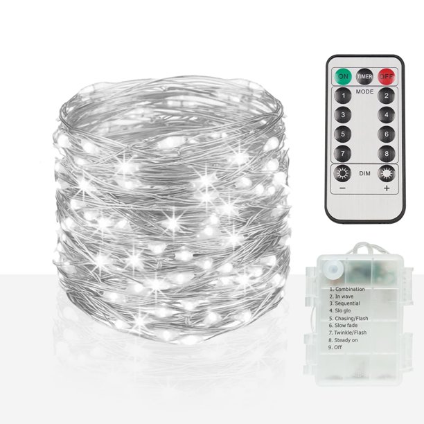 Cadena de luces LED SUDDUS, 20 m, 200, funciona con pilas y es resistente al agua