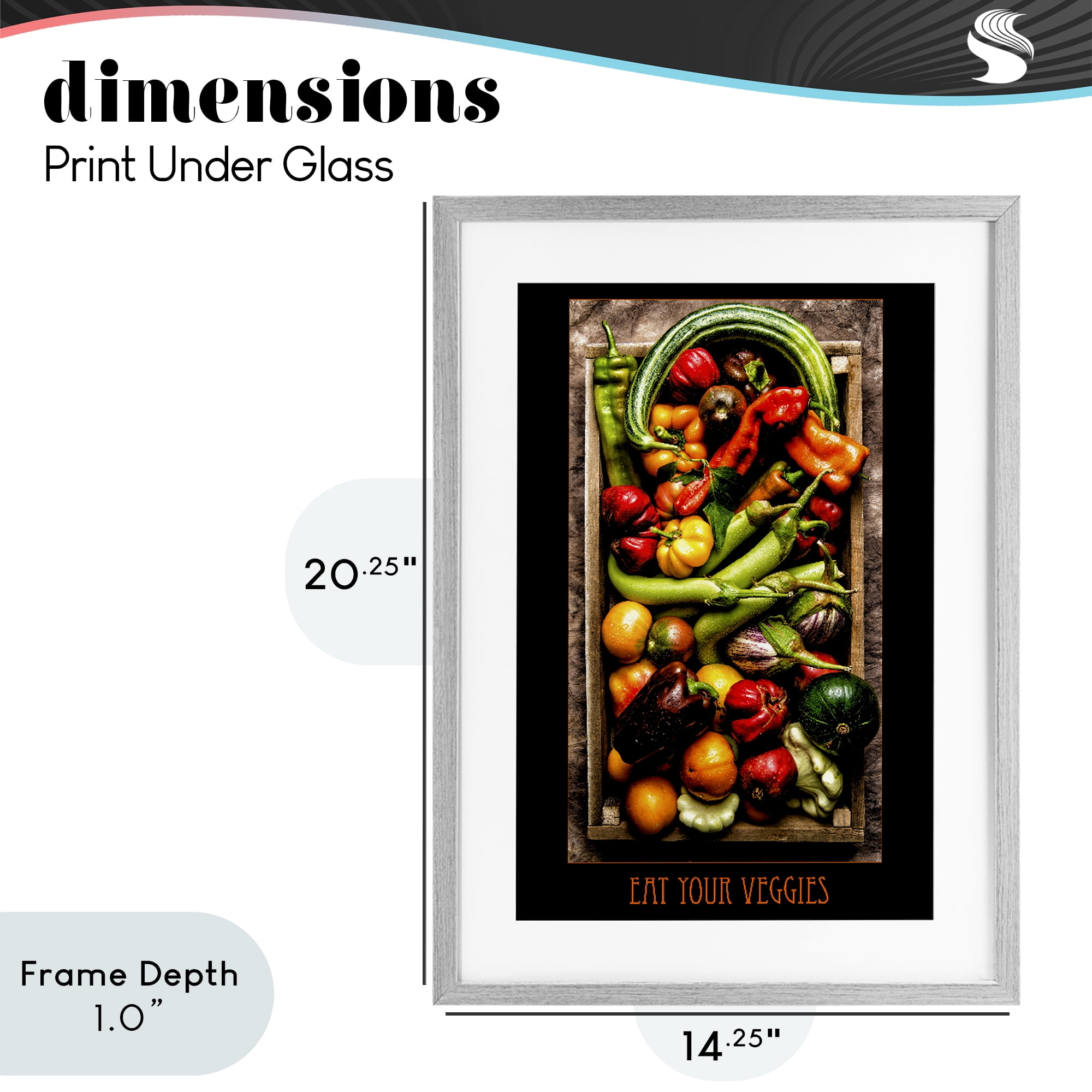 Stupell Industries Eat Your Veggies Vibrant Harvest Gray Framed Print Under Glass, design by Carl Kravats