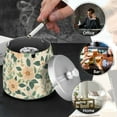 thumbnail image 4 of Yayeee Ashtray with Lid for Cigarette Smokeless Stainless Steel Home Ash Holder, Floral Design, 4 of 7