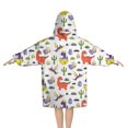 thumbnail image 2 of White Cartoon Dinosaurs Eggs Pattern Blanket Hoodies for Kids 6-13YR Oversize Wearable Blanket Hoodies for Boys Girls Teens, 2 of 7