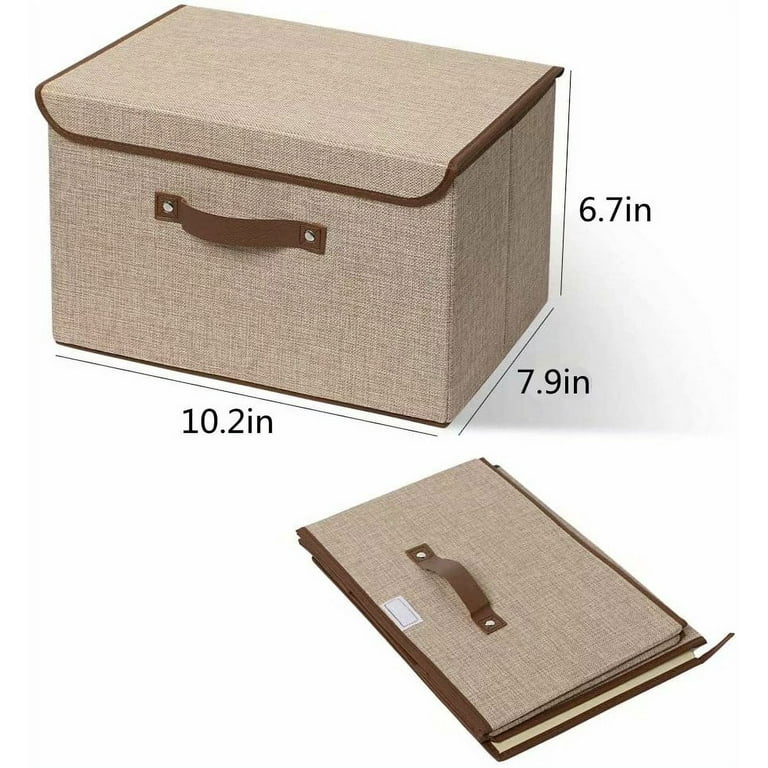 Vailando Storage Bin 2 Pack, Large Storage Bins with Lids, Decorative  Storage Boxes Fabric Cotton Linen Collapsible Basket for Bedroom, Office