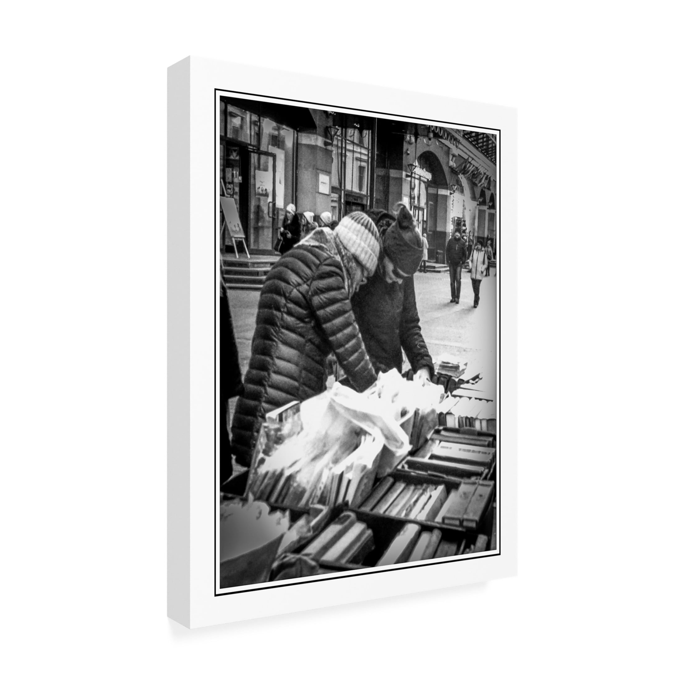 Canvas Wall Art - Yury A Melnikov 'Girls Buying Second Hand Books' Wall Art for Living Room, Bedroom, or Office Décor by Trademark Fine Art - 14 x 19 Inches
