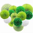 thumbnail image 1 of Green Hanging Paper Party Decorations, Round Paper Fans Set Paper Pom Poms Flowers for 4th of July Day Patriotic Decorations Birthday Wedding Graduati, 1 of 5