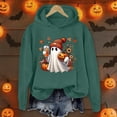 thumbnail image 2 of Yuhangmm Halloween Sweatshirts for Women Halloween Sweatshirt Letter Graphic Tee Oversized Pullovers Loose Tops with Cute Design Dark Green M, 2 of 4