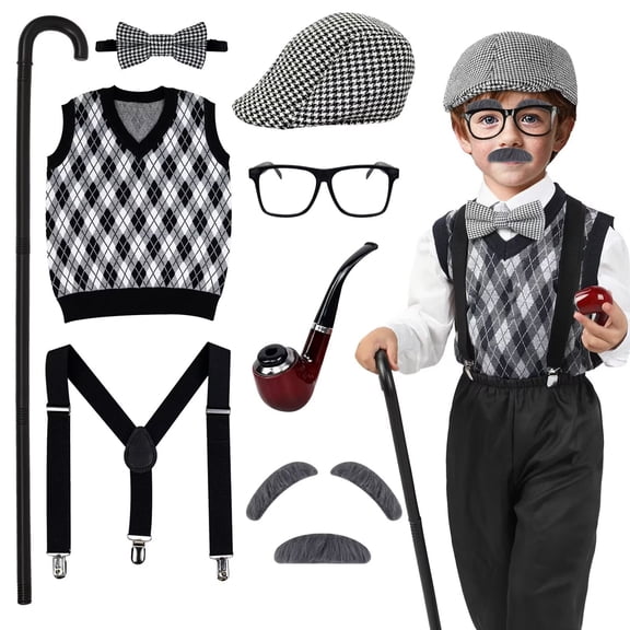 Kids 100 Days of School Costume Set – Classic Vest, Hat, Glasses & Accessories