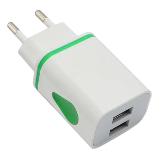 Dual Port Usb Charger,Wall Power Adapter,Portable Charging Plug,Lightweight Double Port Cube Usb Wall Charger Universal Portable Power Adapter Compatible With Most Smartphones Tablets,EU-Green