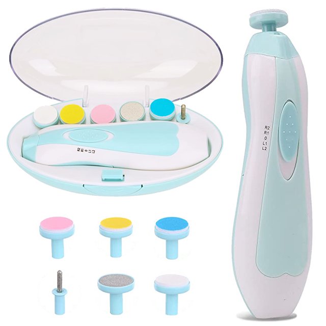 Lima eléctrica para u?as de bebé, 6 en 1, cortaú?as seguro para bebés, Kit de manicura, cortaú?as para bebés con luz, cuidado de pulido de u?as para bebés LingWen 8390606992093
