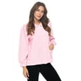thumbnail image 2 of Casual Nights Women's Button Front Jacquard Terry Fleece Sleep Bed Jacket Top with Pockets, 2 of 5