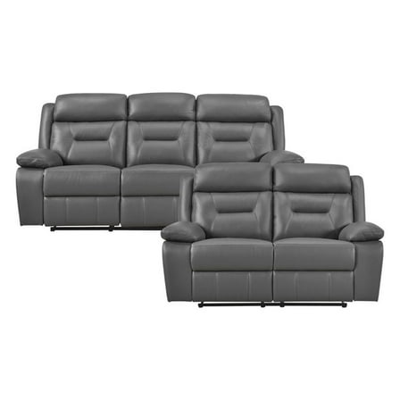 Lexicon Laconia 2-Piece Leather Sofa Set in Dark gray