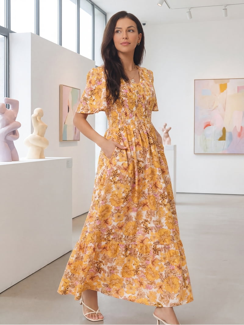 sleeveless maxi dresses for women Gold Ribbons Dress Size:Medium US letter Willone Black Sweetheart Floral tie-waist fit